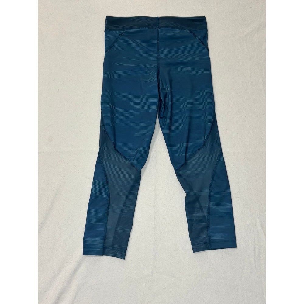 Nike Pro Hypercool Womens Teal Striped Mesh Crop‎ Leggings Small Workout Pant